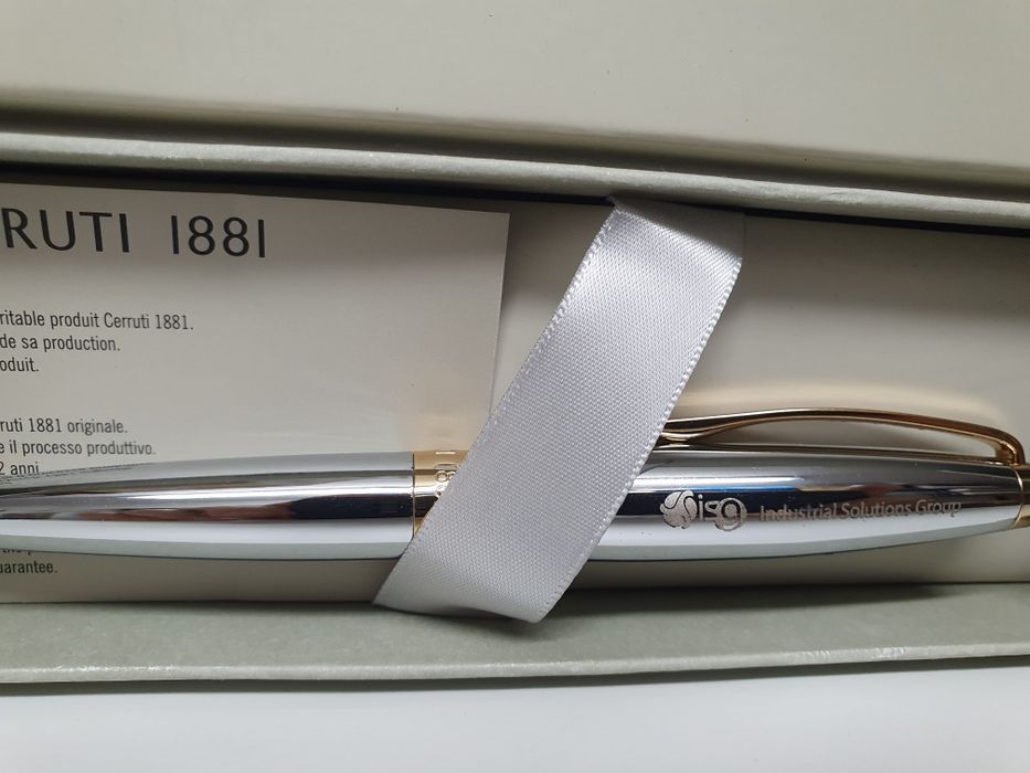 Nowy długopis Cerruti 1881 bicolore chrom etui certyfikat pozłacane