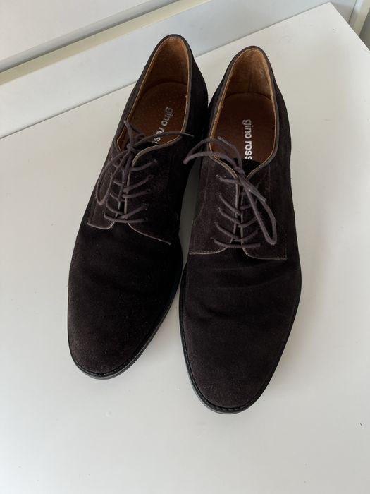 Brązowe skórzane zamszowe półbuty Gino Rossi