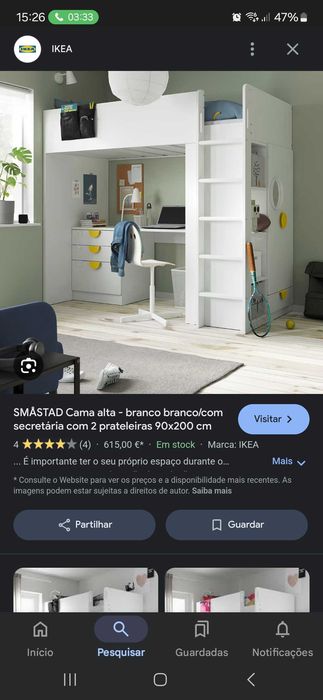 Cama alta SMASTAD bom estado