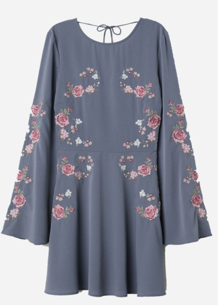Sukienka boho haft unikat folk floral print H&M r. 36 nowa