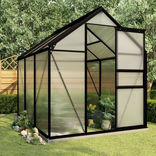 VIDAXL Szklarnia z ramą podstawy, Antracytowa, Aluminium, 3,61 m²