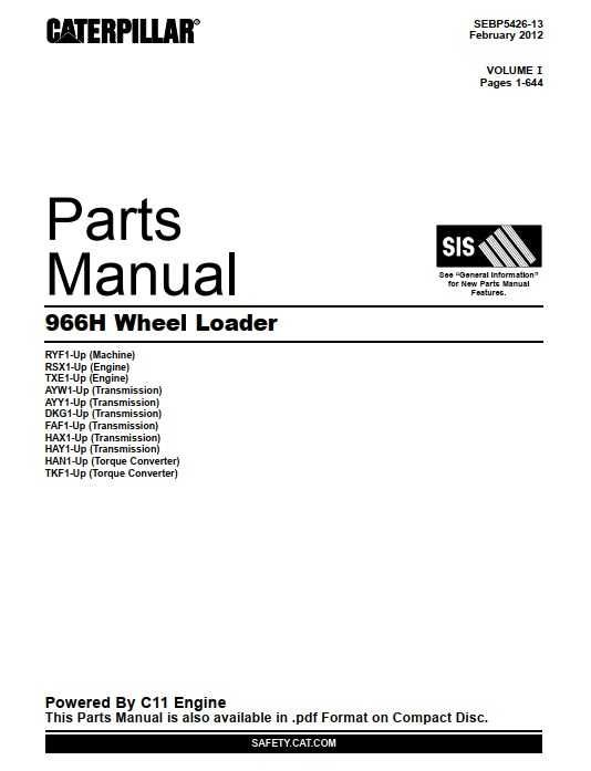 Katalog części Caterpillar CAT 966 H