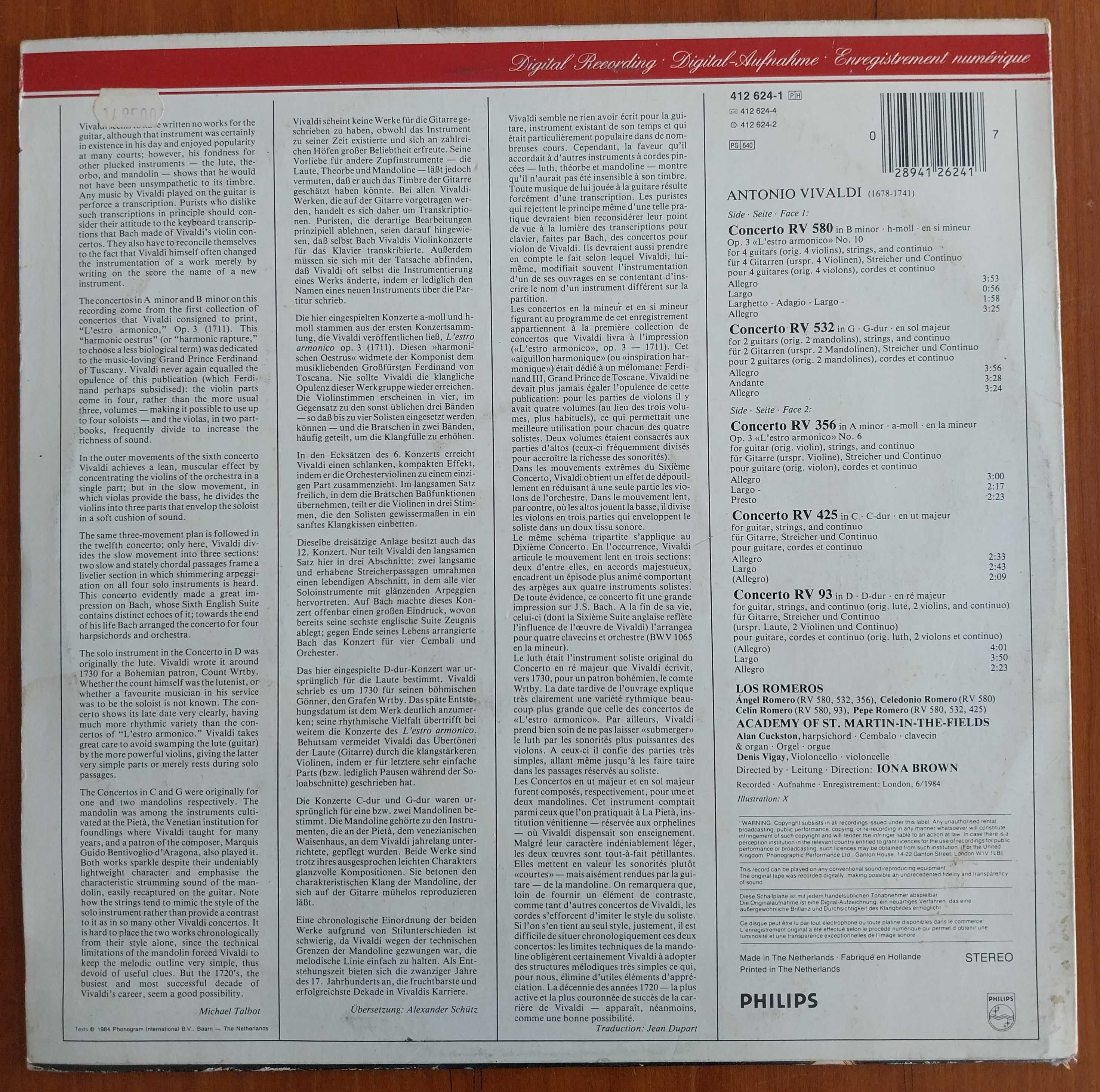 vinil: “Vivaldi – Guitar concertos”