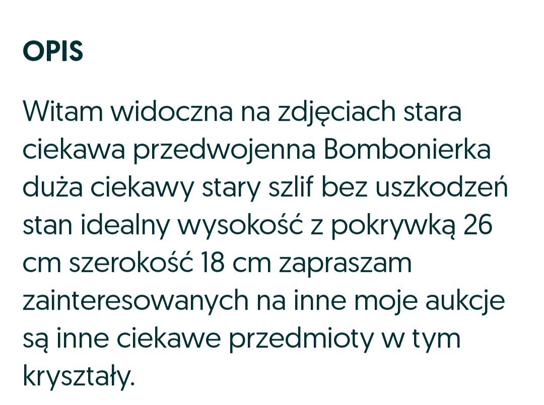 Przedwojenna kryształowa Bomboniera