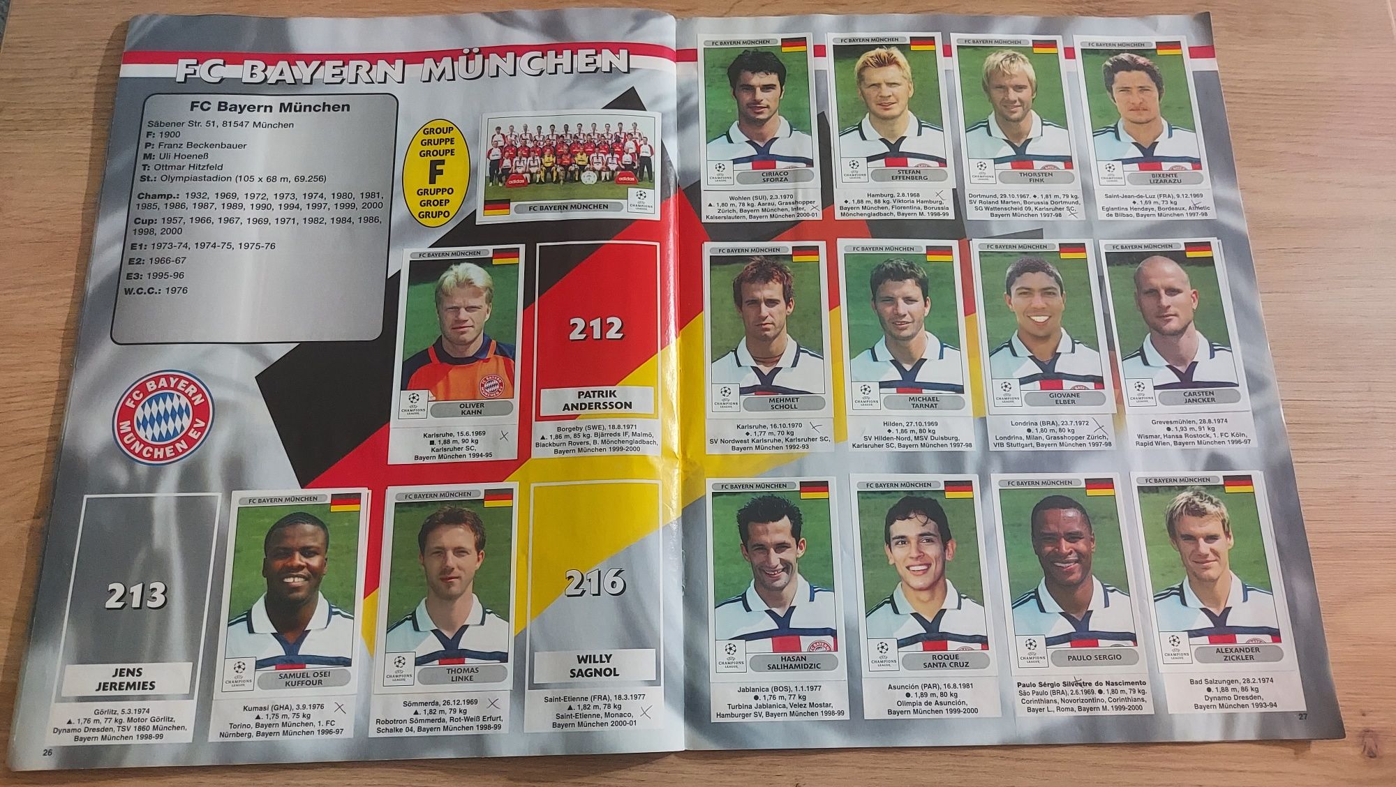 Champions League 2000/2001 album naklejki panini liga mistrzów