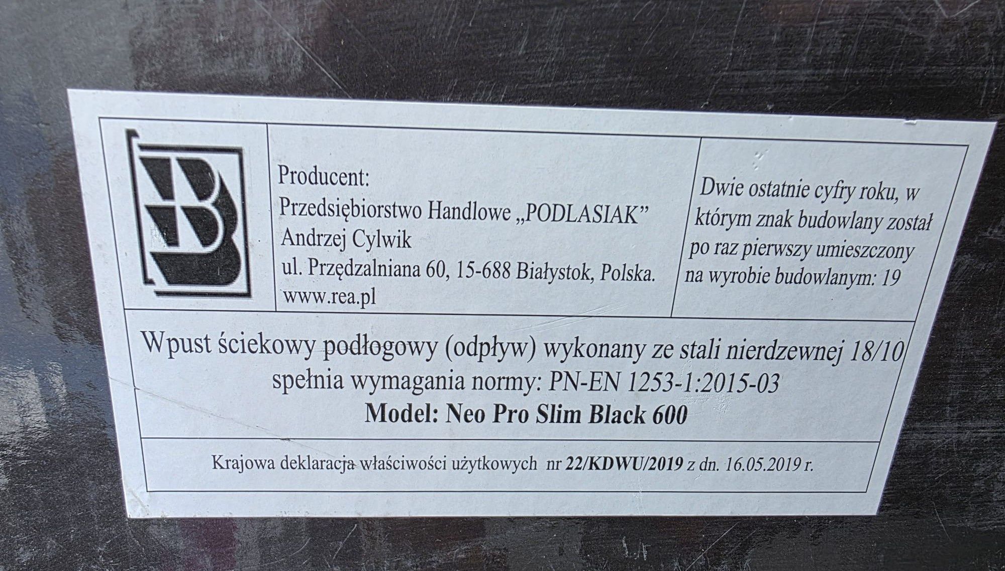 Odpływ liniowy Rea Neo Pro Slim 600
