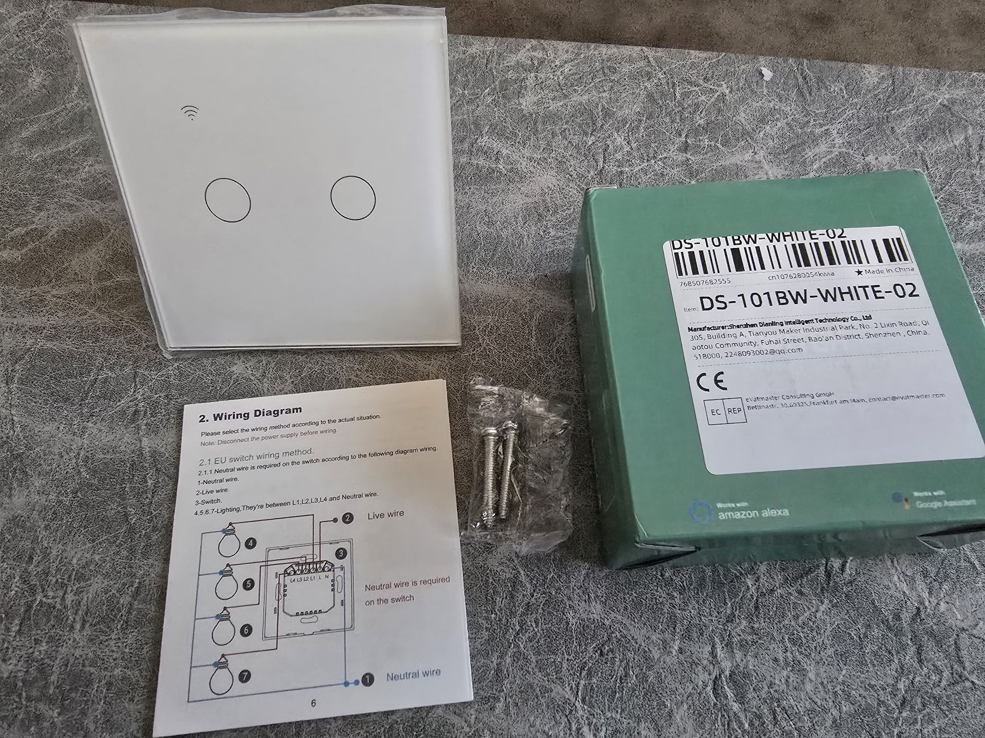 Dwa Przełączniki światła dotykowe podwójne z Wi-Fi+BLE