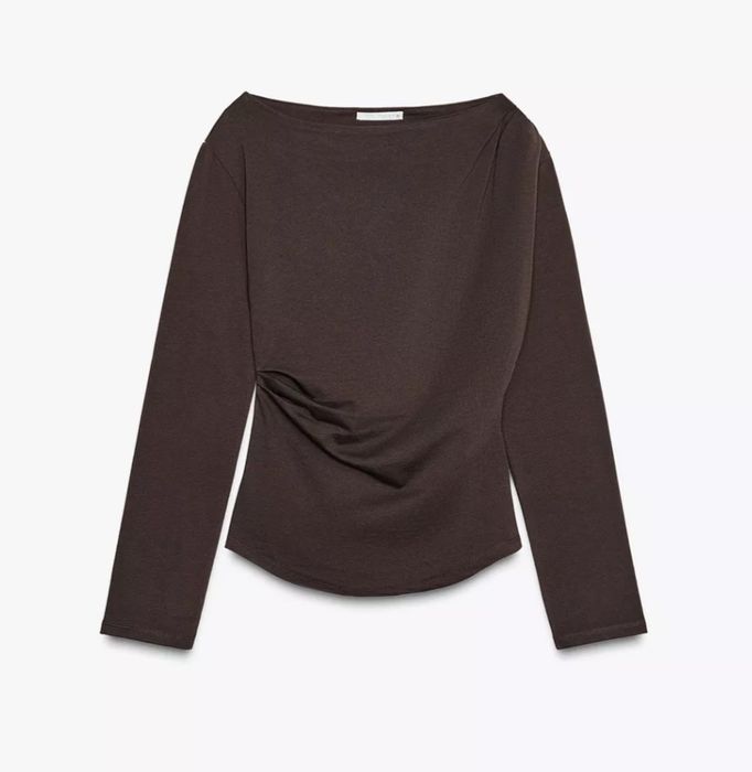 Топ Zara шоколадний светр лонгслів