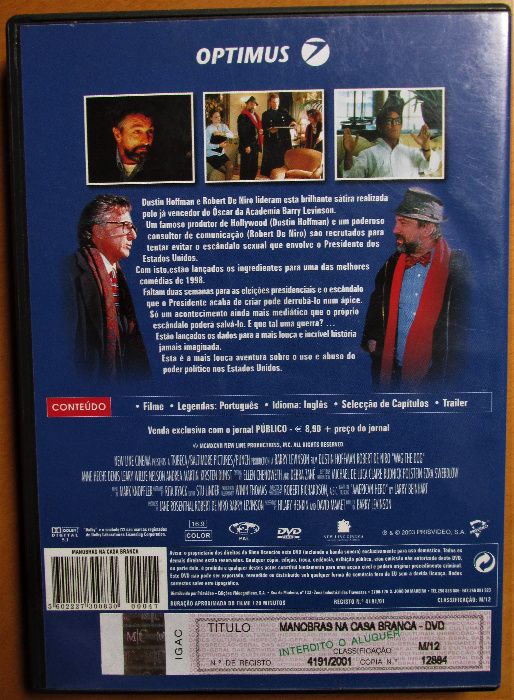 DVD - Manobras na Casa Branca, com Dustin Hoffman, Robert De Niro