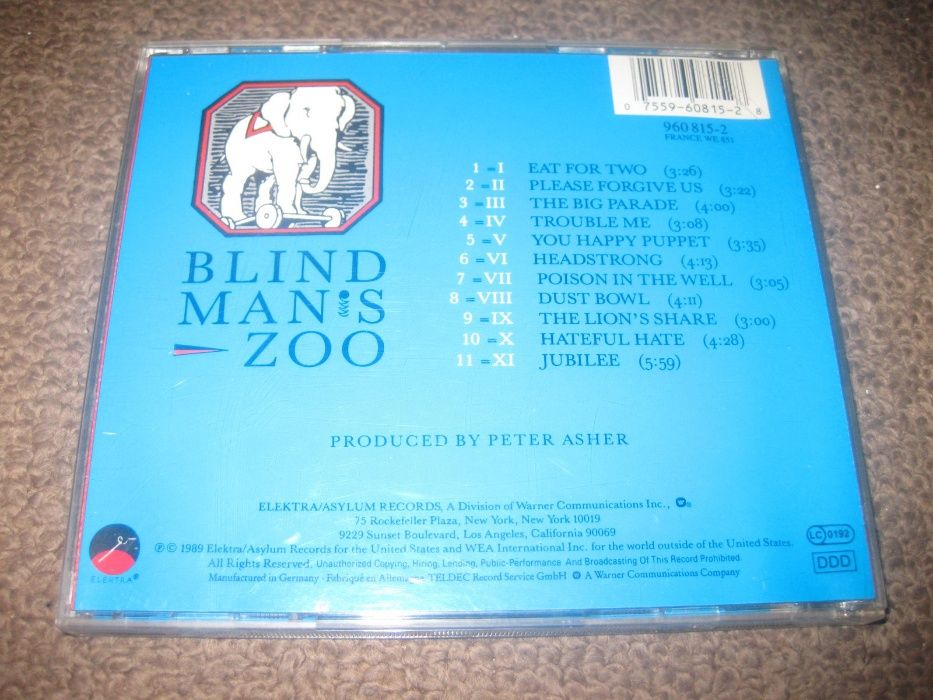 CD dos 10,000 Maniacs "Blind Man's Zoo" Portes Grátis