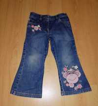 Spodnie Next, jeansy z małpką dla dziewczynki, roz. 98.