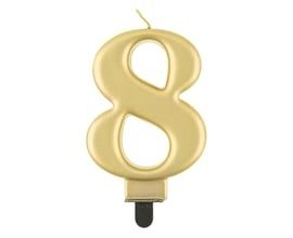 Świeczka Beauty&Charm cyfra 8 złoty metalik 8.0 cm