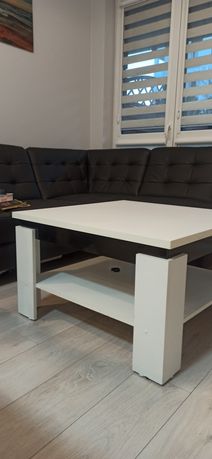 Ława stół 80x80x46 cm biały czarny stolik kawowy