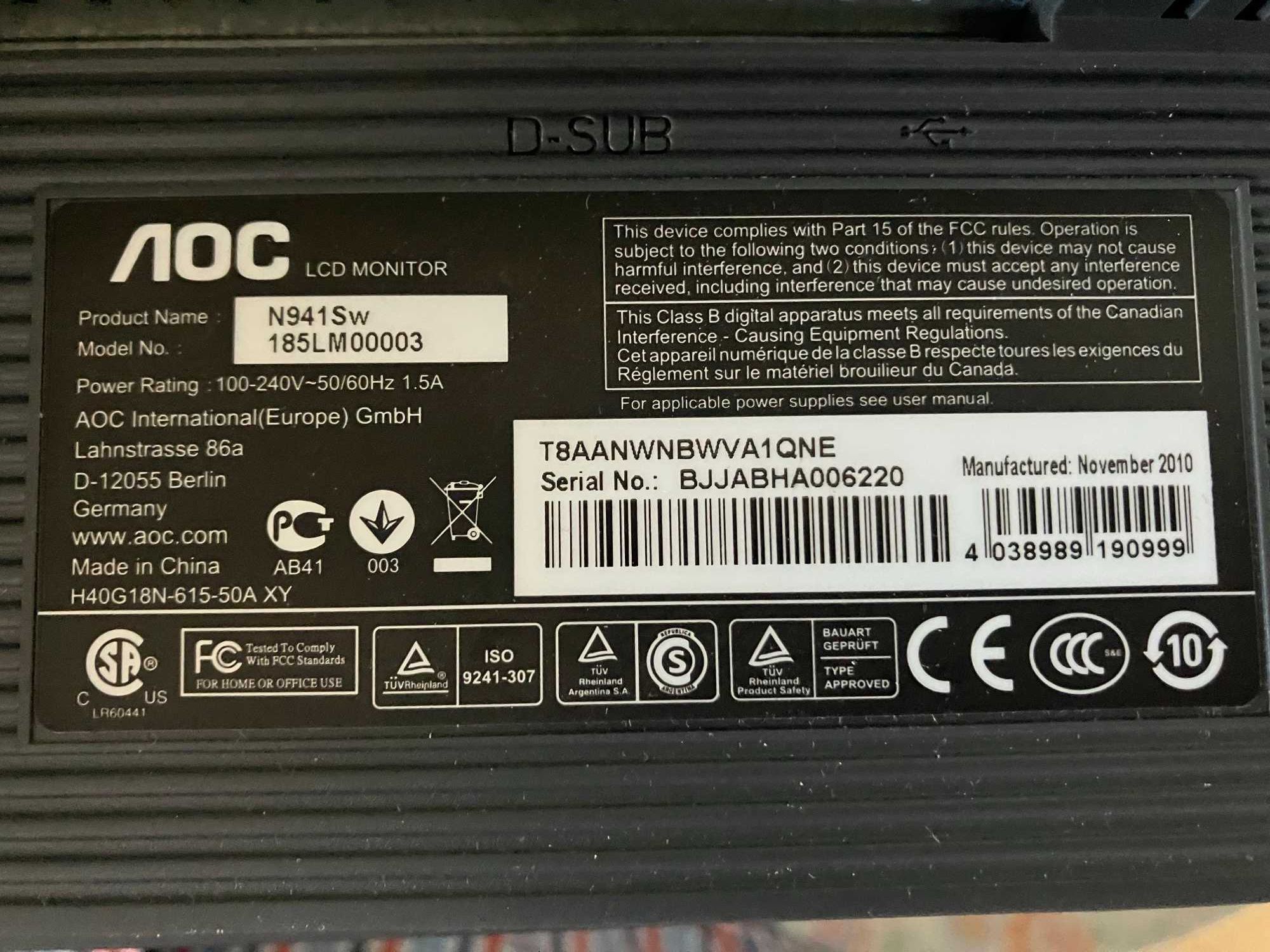 monitor AOC N941Sw