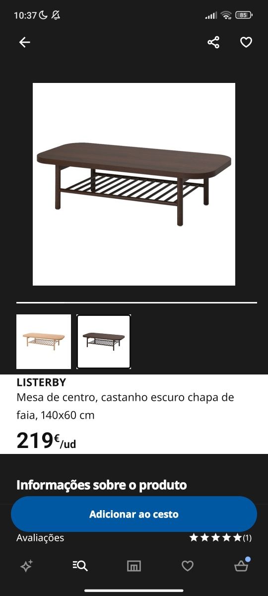 Mesa Centro Listerby Chapa de Carvalho