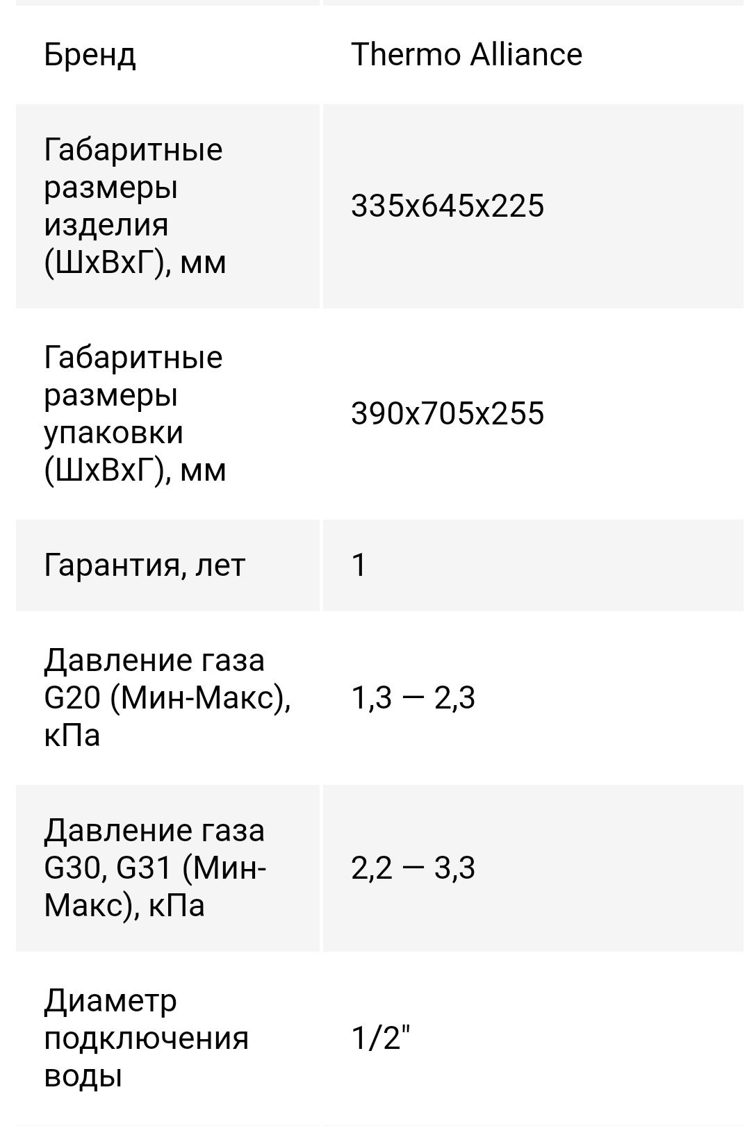 Колонка газовая дымоходная Thermo Alliance JSD20-10GE 10 л стекло (бел