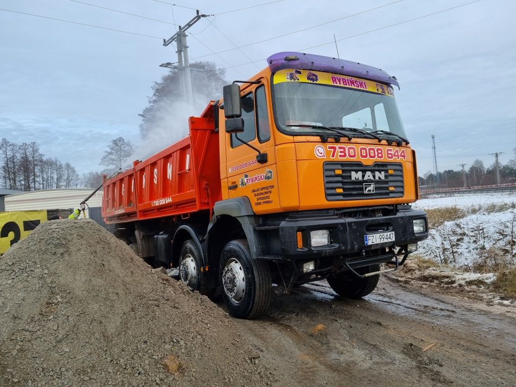 Usługi wywrotka. Transport wywrotka. Koparka. Chydroburta