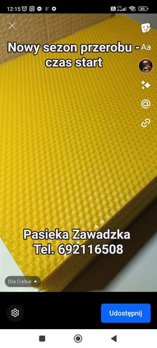 Przerób wosku na węzę, węza pszczela