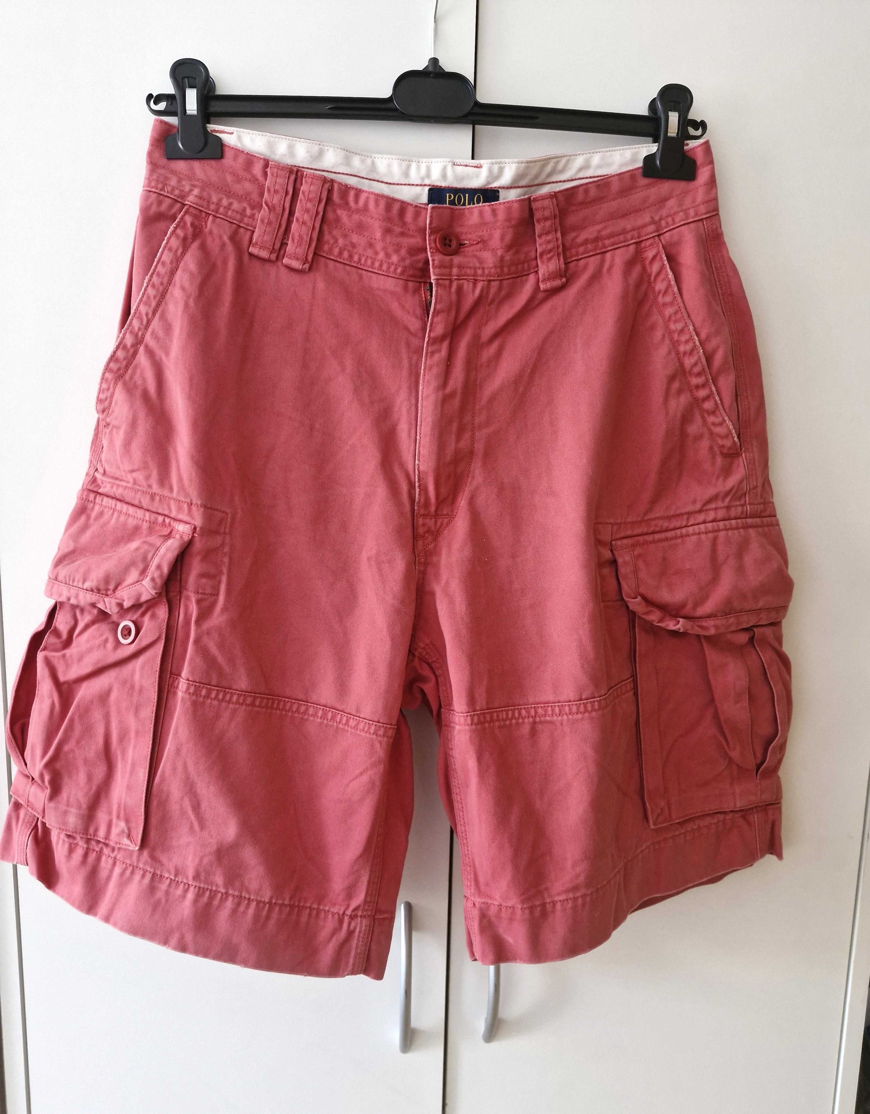 spodenki męskie Polo Ralph Lauren cargo kieszenie duże czerwone