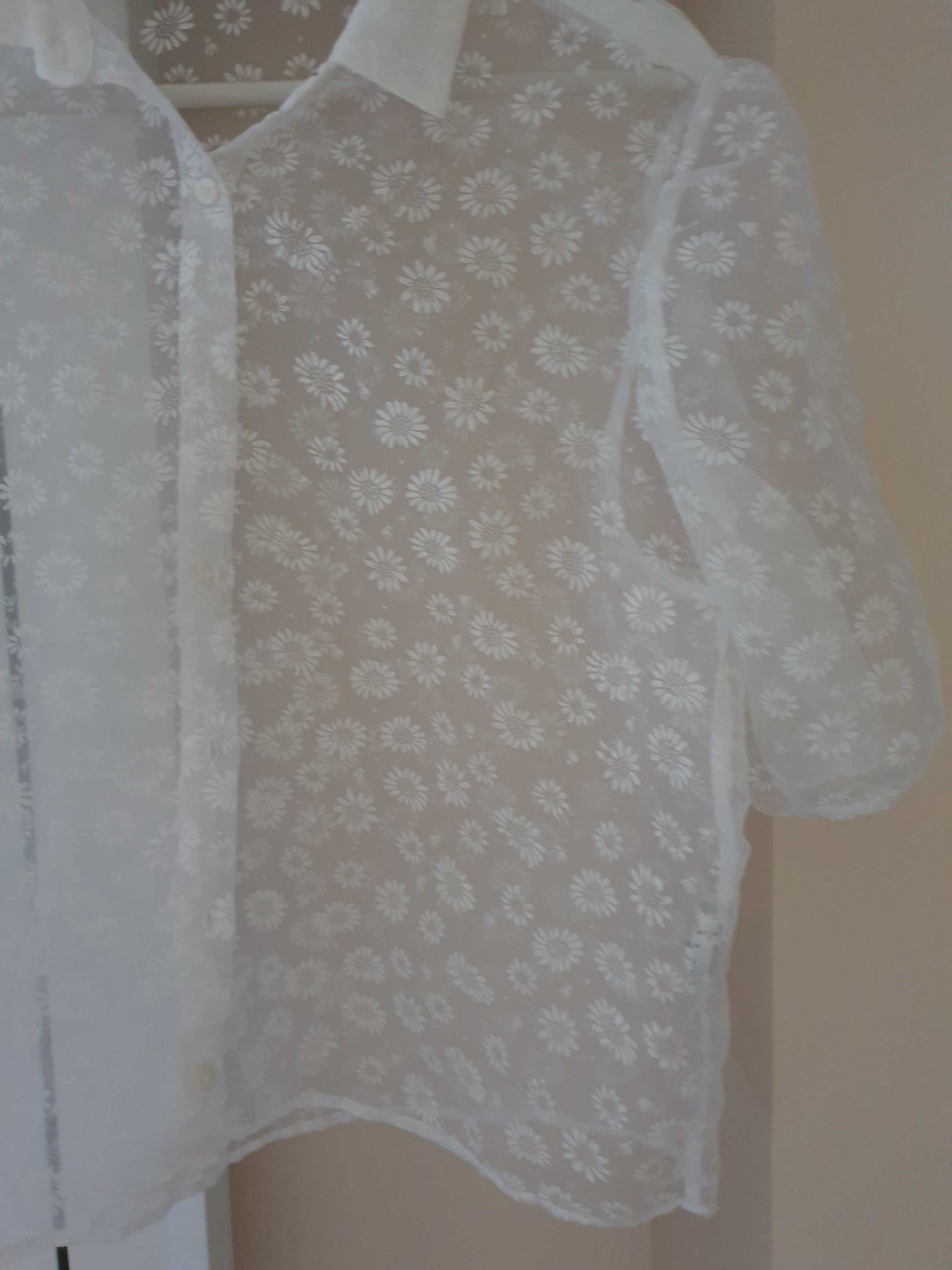 Biała przezroczysta koszula oversize Pull&Bear r. XL