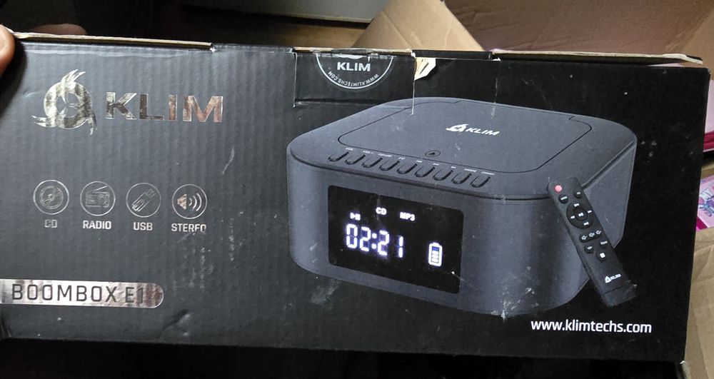 Boombox klim e1 subwoofer usb bluetooth aux radio