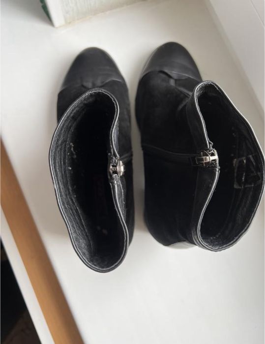 Жіночі ботильйони | черевики чорні натуральний замш та шкіра