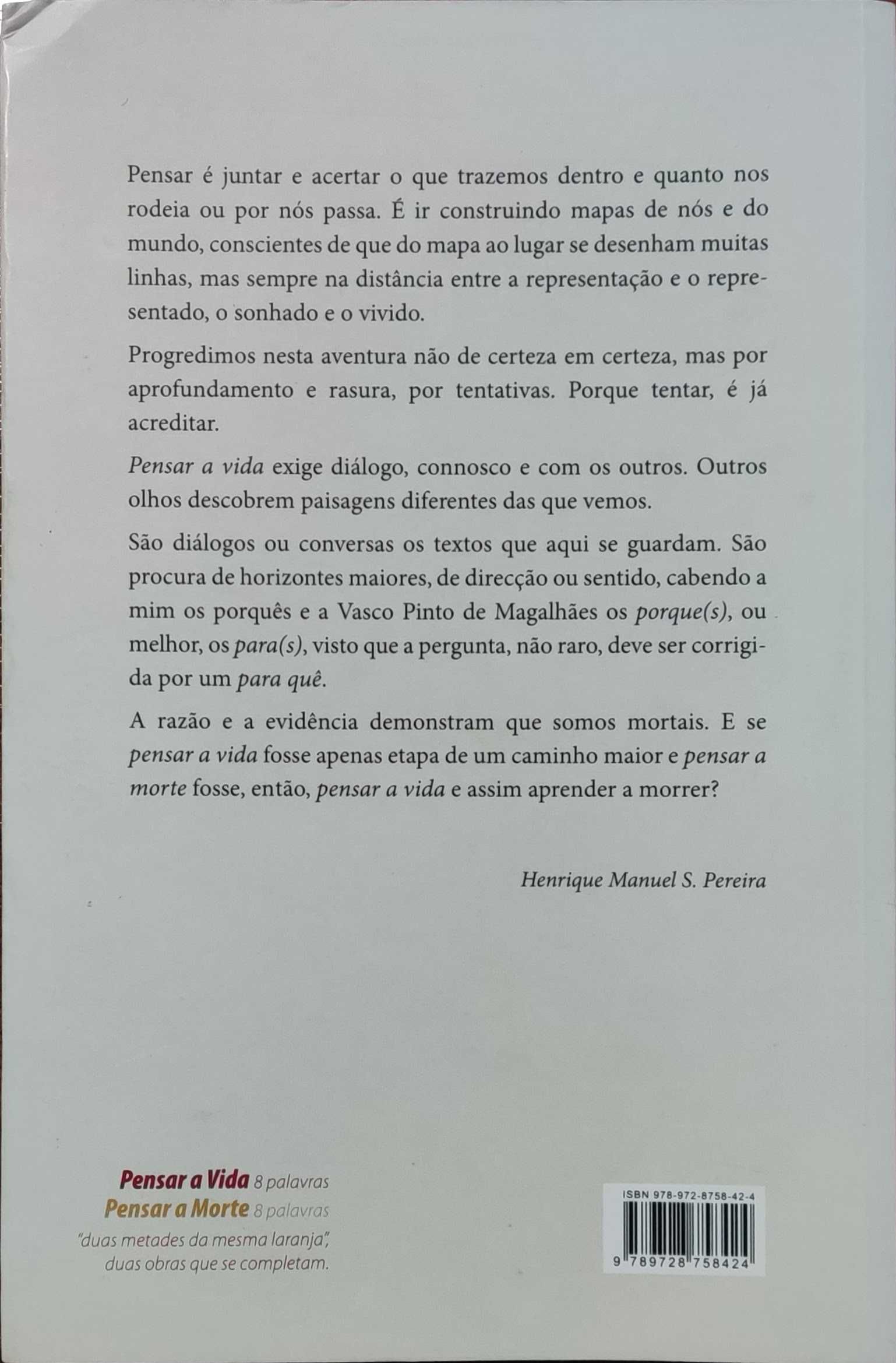 Livro "Pensar a Vida" de Vasco P. de Magalhães e Henrique M. Pereira