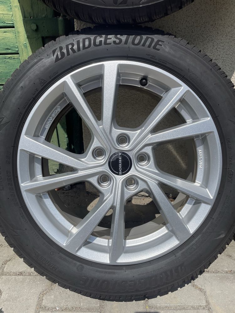 Felgi aluminiowe Borbet 17” 5x112 + opony Zima Bridgestone – stan bdb!