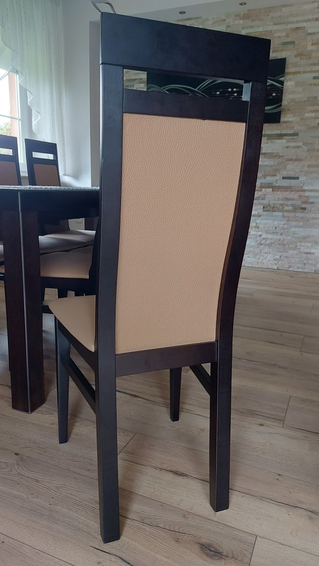 Krzesła do salonu 8szt wenge beż