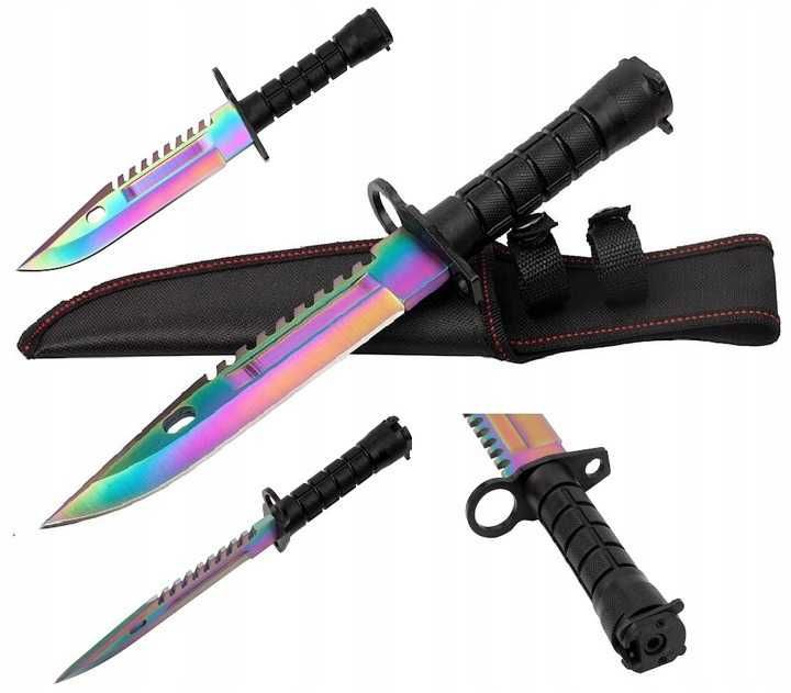 NÓŻ Wojskowy Taktyczny bojowy BAGNET M9 RAINBOW FADE + KABURA ND251b