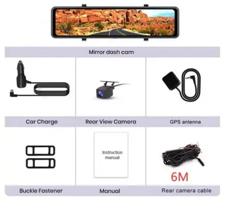 Зеркало видеорегистратор JBE  12" 4K GPS WiFi 2 камеры Супер-Хит!