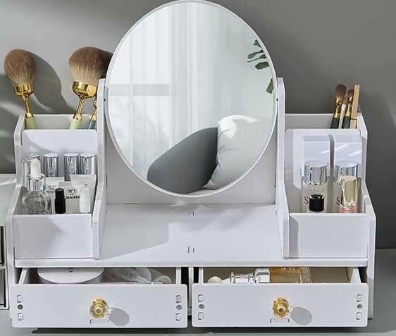 Toaletka Organizer Dekoracyjna Dwie Szufladki Duże Lustro