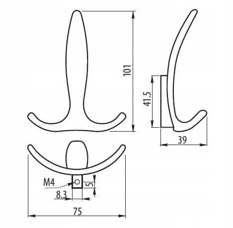 Wieszak meblowy satyna mat za 3 szt.