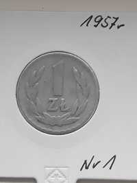 1 Złoty PRL 1957 r. nr 1- rzadkość