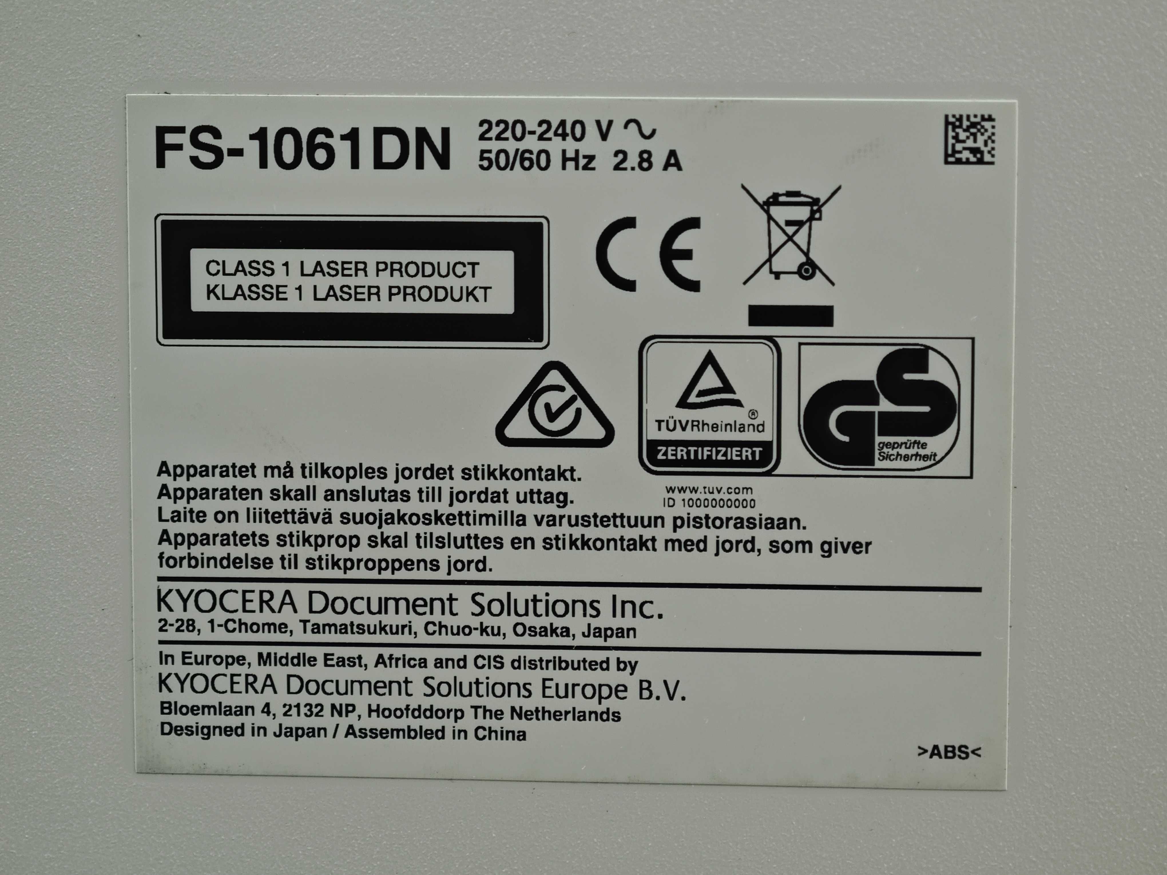 Drukarka laserowa Kyocera FS-1061dn mono