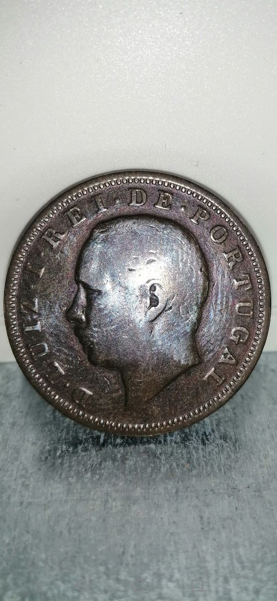 Duas moedas de 1883 de XX e X Reis de colecção.
