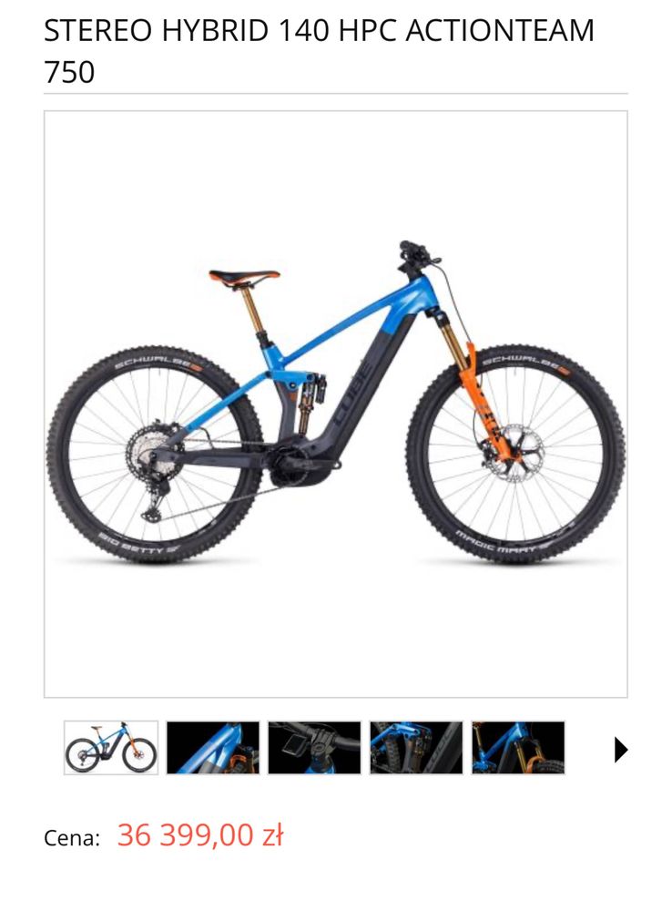 CUBE (M) STEREO HYBRID 140 HPC ACTIONTEAM 750Wh, 250KM 27,5" [nr.338]