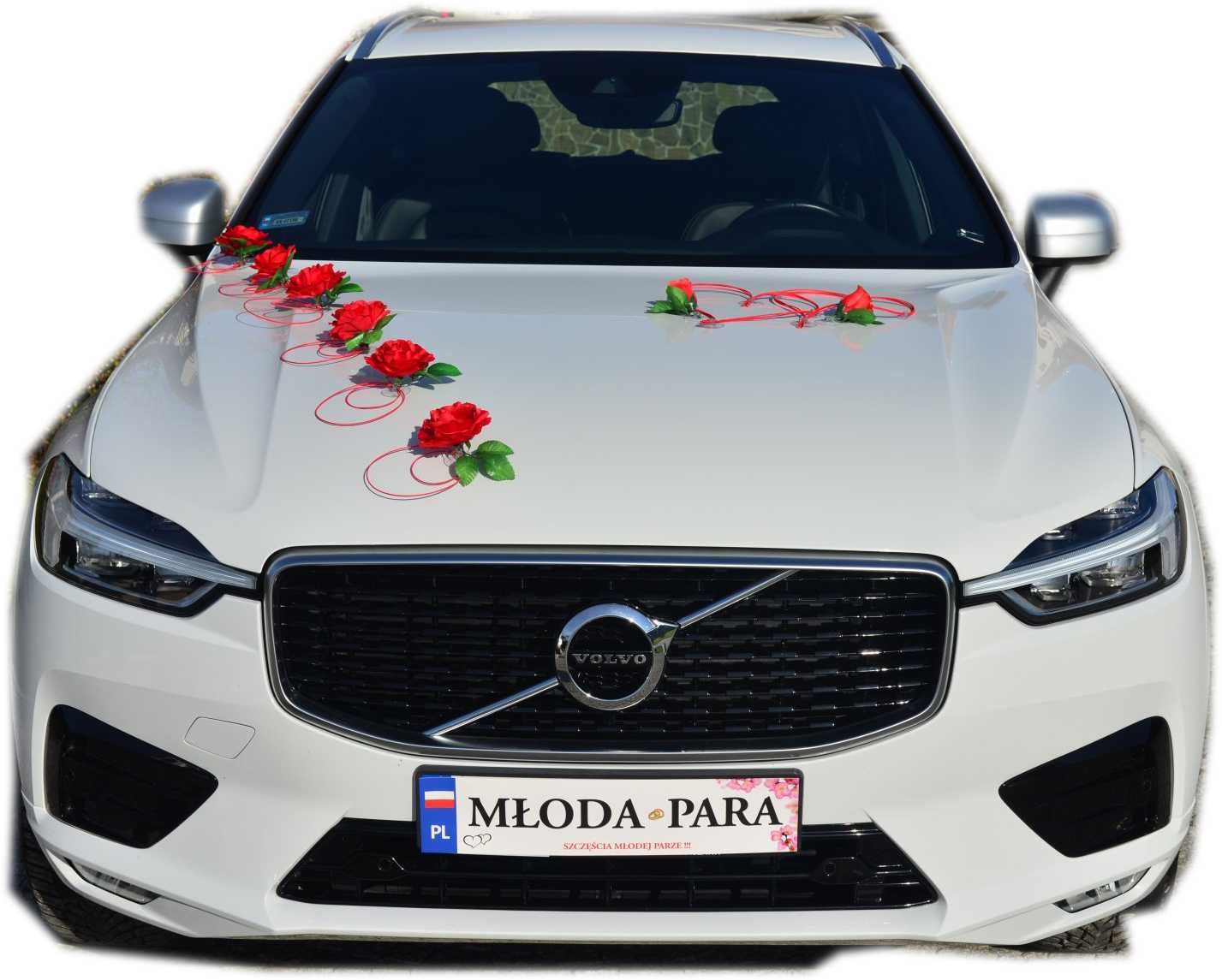 Ozdoba dekoracja na samochód weselny ślub CZERWONA 317