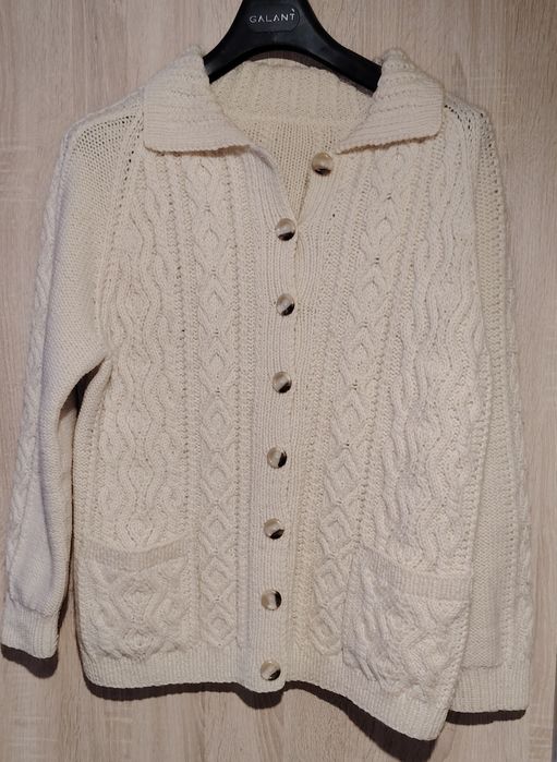 Piękny i ciepły sweter vintage handmade unikatowy  – 100% wełna