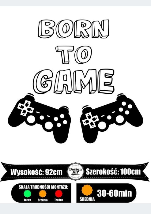 Nowa naklejka ścienna BORN TO GAME PlayStation 100 cm x 92 cm