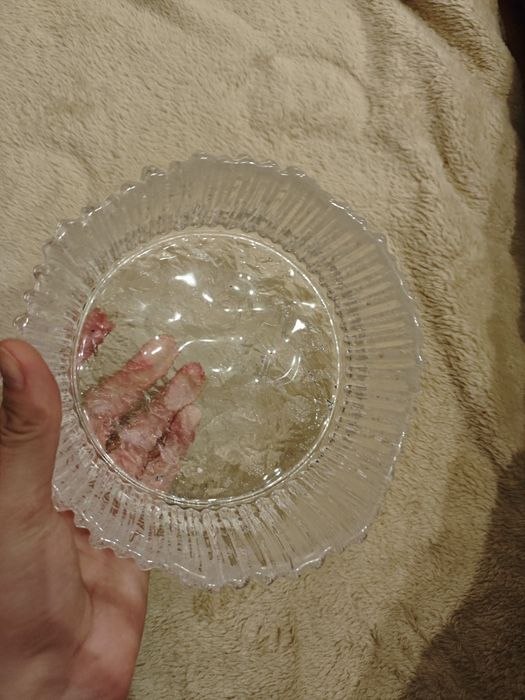 Piękna szklana miska ciężkie szkło kryształ (?) 1.3kg Polecam PRL 70s