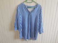 Bluzka biała niebieska damska F&F 42 XL wiskoza 100% paski koszula