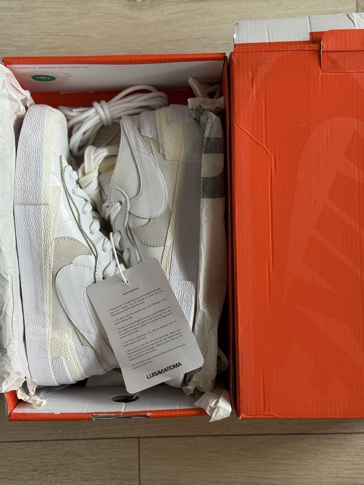 Buty sneakersy nike sacai 40 białe beżowe blazer low nowe unisex