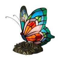 Kolorowa szklana lampka nocna motyl