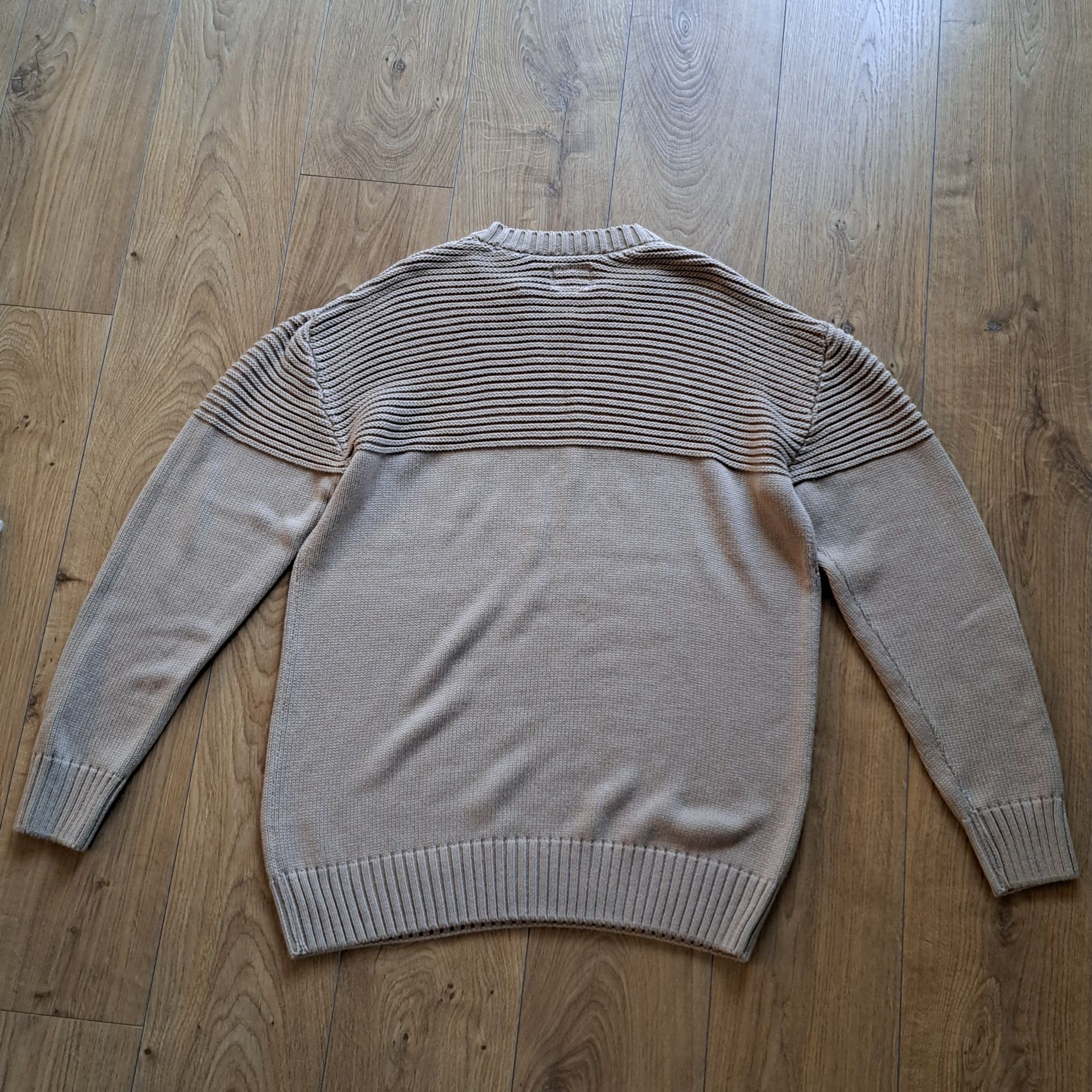 Beżowy sweter męski C&A Clockhouse XXL – gruby splot, modny fason