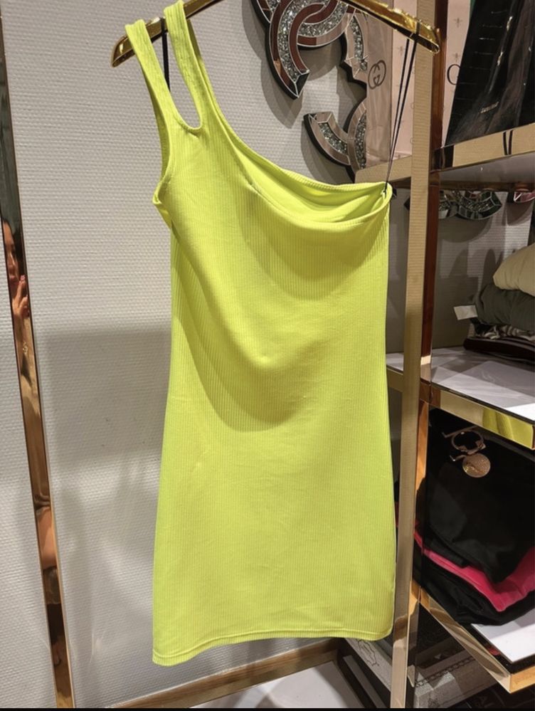 Sukienka prążkowana neon H&M S