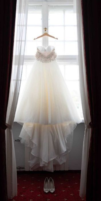 Ronald Joyce NOOR! Królewska śmietankowa Suknia Ślubna Svarovsky roz40