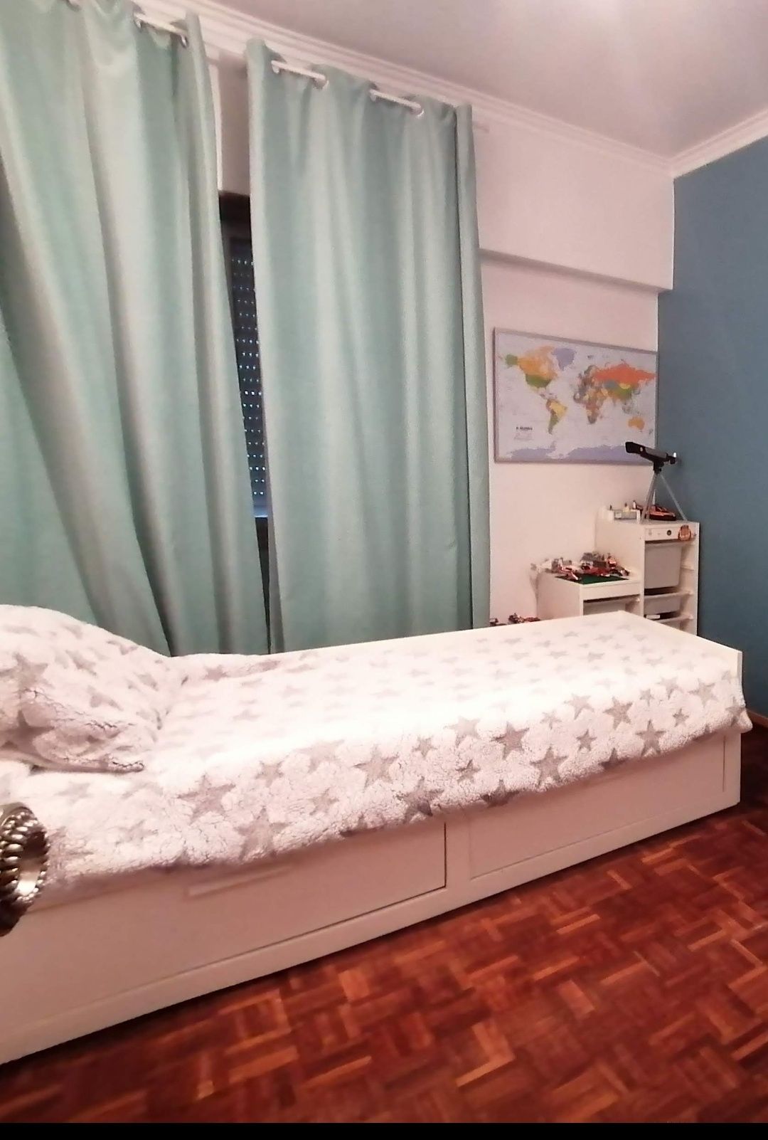 Cama solteiro extensível para cama de casal, com 2 gavetões