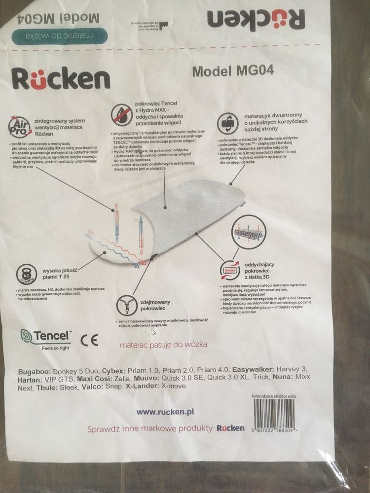 Materacyk do wozka oddychajacy  Rucken Thule Xlander Cybex Stokke