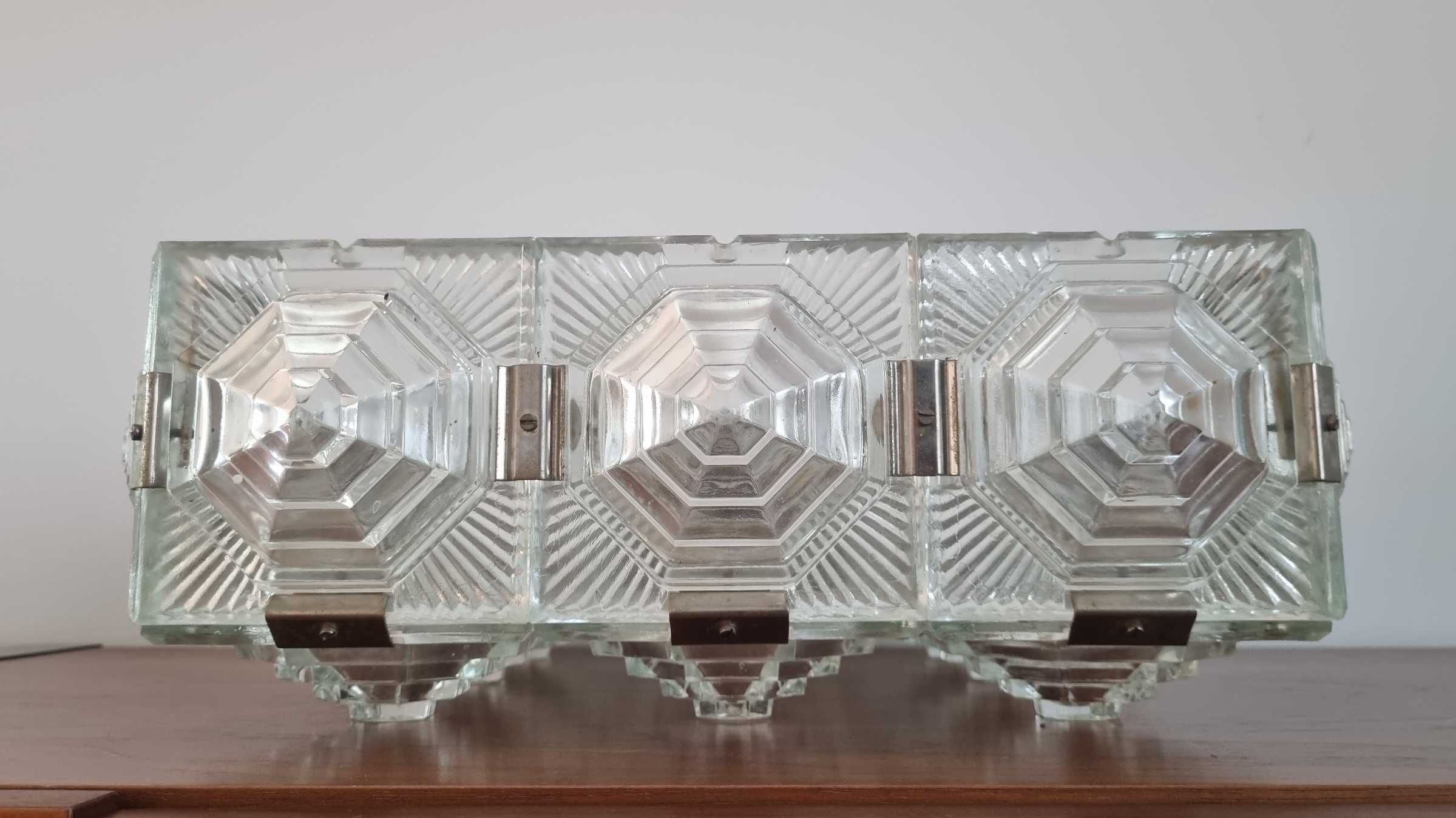 Brutalistyczna Lampa plafon Kamenicky Senov piramidy Design PRL Vintag
